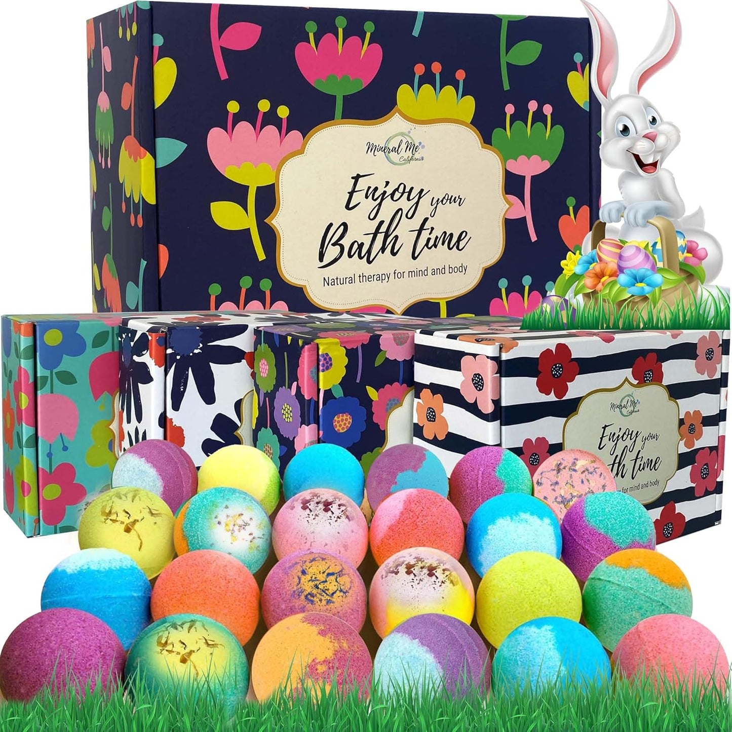 Bath Bombs for Women Relaxing Gift Set - 24 Natural and Organic Bath Bombs with Essential Oils & Moisturizing Shea Butter, Self Care Christmas Gift for Women, Wife, Sister, Her, Kids, Stocking Stuffer