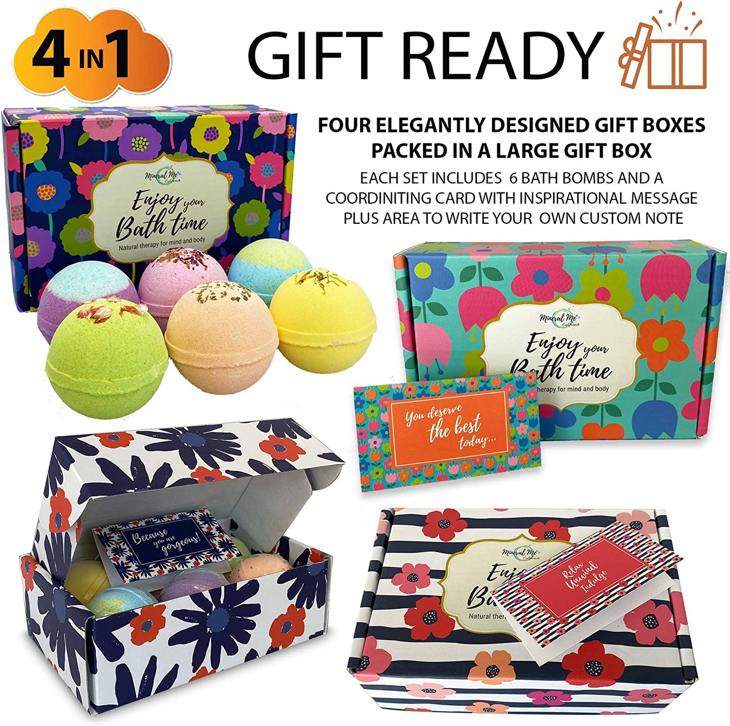 Bath Bombs for Women Relaxing Gift Set - 24 Natural and Organic Bath Bombs with Essential Oils & Moisturizing Shea Butter, Self Care Christmas Gift for Women, Wife, Sister, Her, Kids, Stocking Stuffer