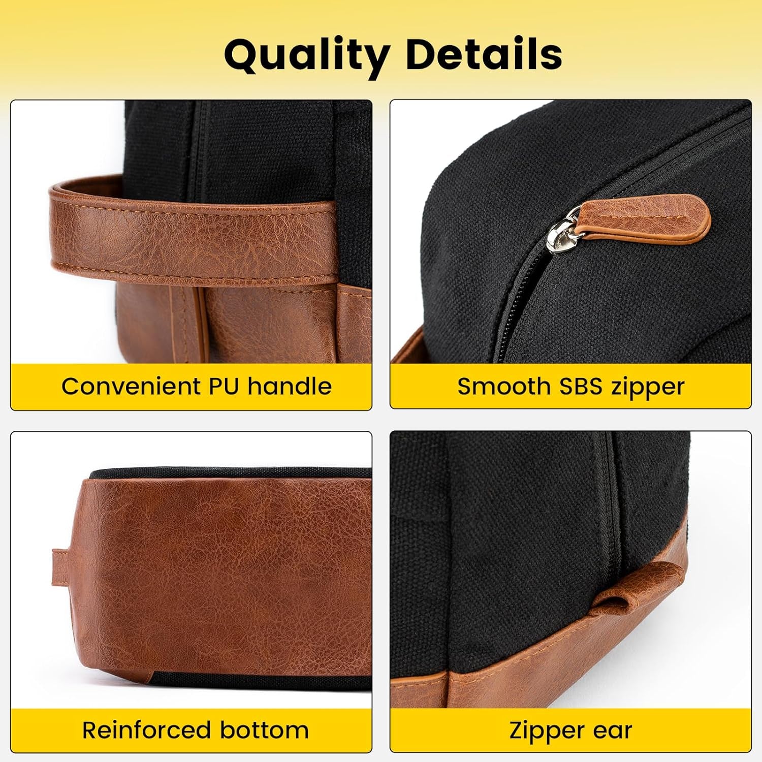 Travel Toiletry Bag - Hanging Toiletry Bag for Men Water Resistant Canvas Shaving Bag with Large Capacity for Travel - Black